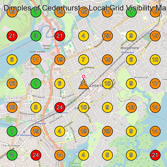 Dimples of Cedarhurst Baby Store GeoGrid ranking map for Cedarhurst NY